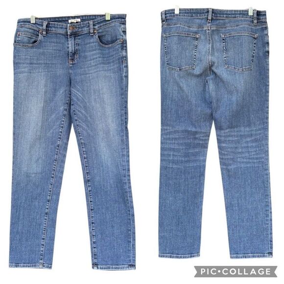 EILEEN FISHER Blue Jeans Women’s Size 8 Organic Cotton Relaxed Fix Mid Rise - Picture 1 of 9